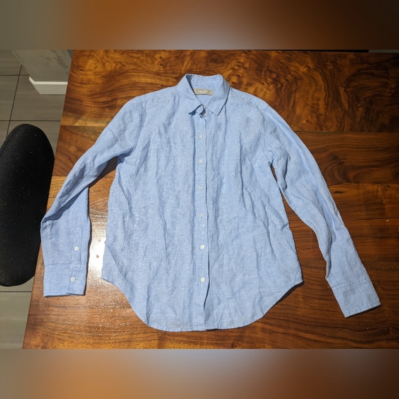 Everlane - Linen Relaxed Shirt Button-Up | Classic Blue | Size 00 - Picture 7 of 11